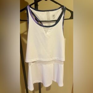 Tail Activewear White and Blue Athletic Tank & Leggings. Comfy casual wear.